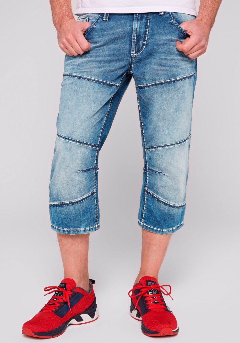 CAMP DAVID Bermuda met contrasterende stiksels