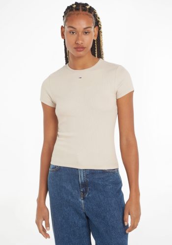 Tommy Jeans T-shirt TJW BBY ESSENTIAL RIB SS met Tommy Jeans-merklabel