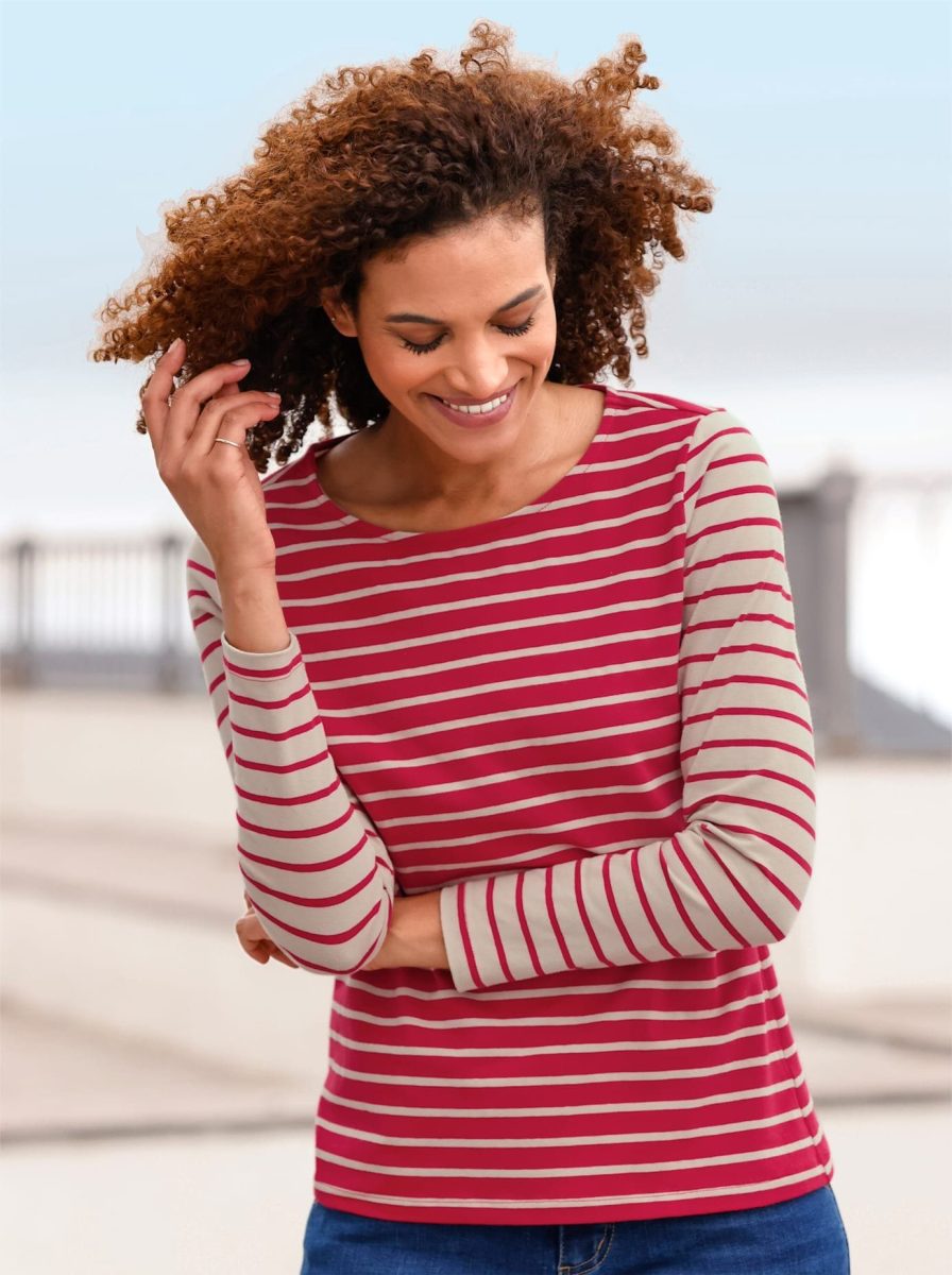 Casual Looks Shirt met lange mouwen Gestreept shirt (1-delig)