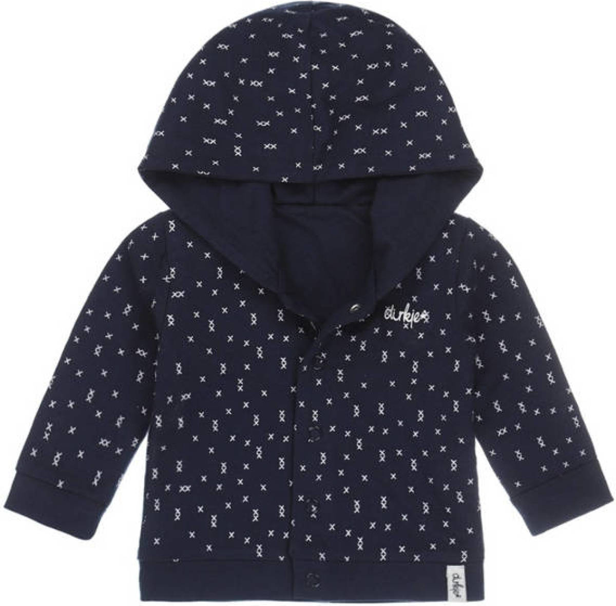 Dirkje vest met biologisch katoen donkerblauw/wit