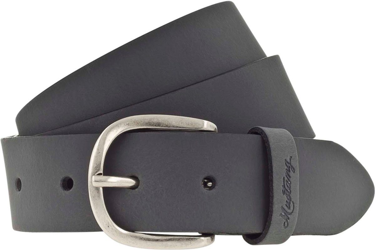 Mustang Leren riem met gestempelde Mustang-logo op de lus