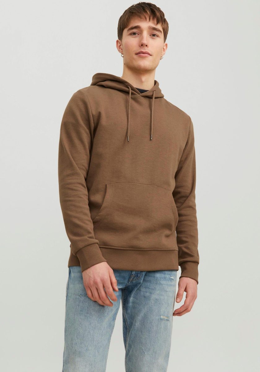 Jack & Jones ESSENTIALS hoodie JJEBASIC met logo bruin