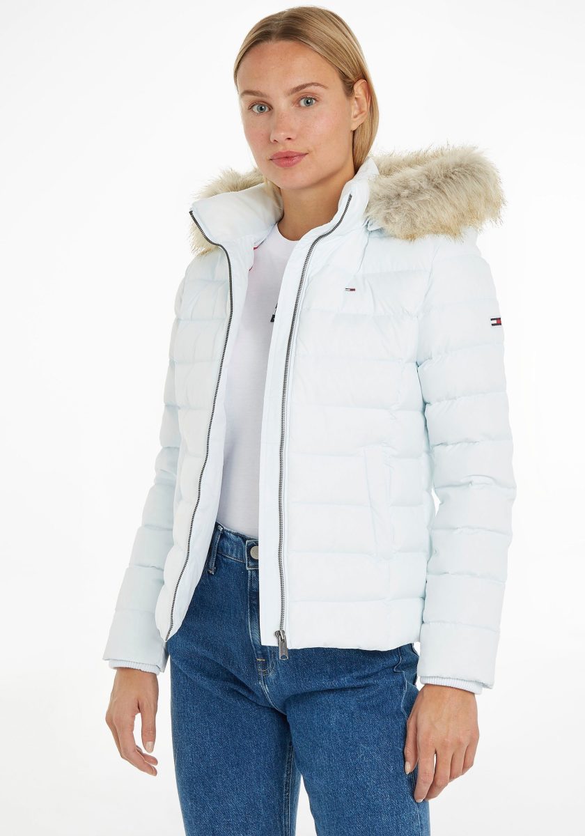 Tommy Jeans Gewatteerde jas TJW BASIC HOODED DOWN JACKET met imitatiebont aan de capuchon & Tommy Jeans-merklabel