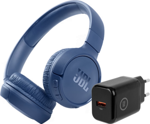 JBL Tune 510BT Blauw + BlueBuilt Quick Charge Oplader met Usb A Poort 18W Zwart