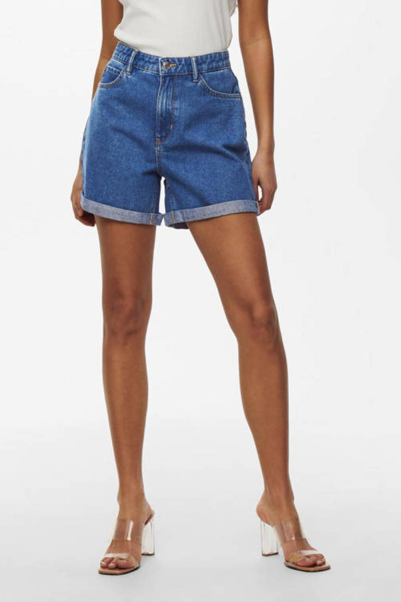 Only high waist mom short ONLVEGA blauw
