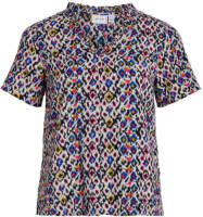 VILA top VISILLE met all over print en ruches multi
