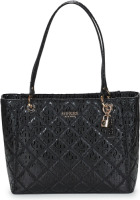 Guess doorgestikte shopper Caddie met lakrpint zwart