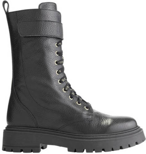 Nikkie Denise leren veterboots zwart