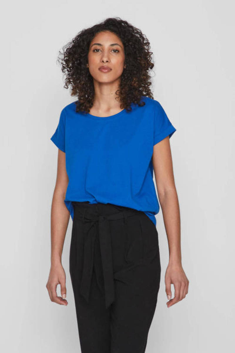 VILA T-shirt VIDREAMERS met biologisch katoen blauw