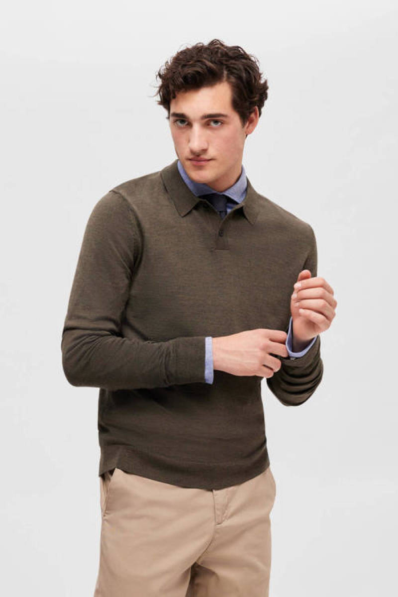 SELECTED HOMME gemêleerd slim fit overhemd SLHSLIMBOND blauw