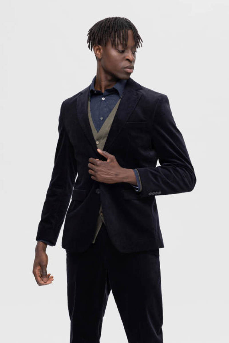 SELECTED HOMME slim fit overhemd SLHSLIMSOHO met all over print donkerblauw