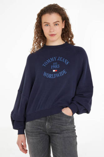 Tommy Jeans sweater met logo blauw