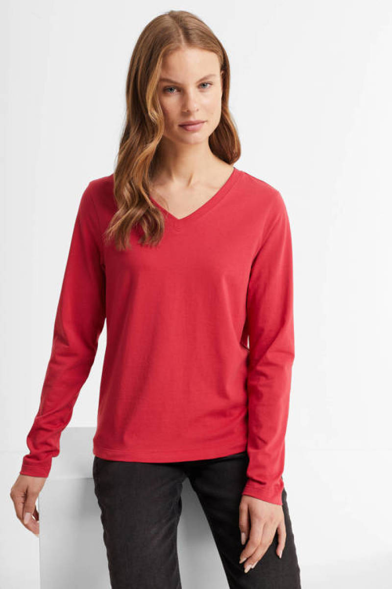 anytime longsleeve top V-hals donkerroze