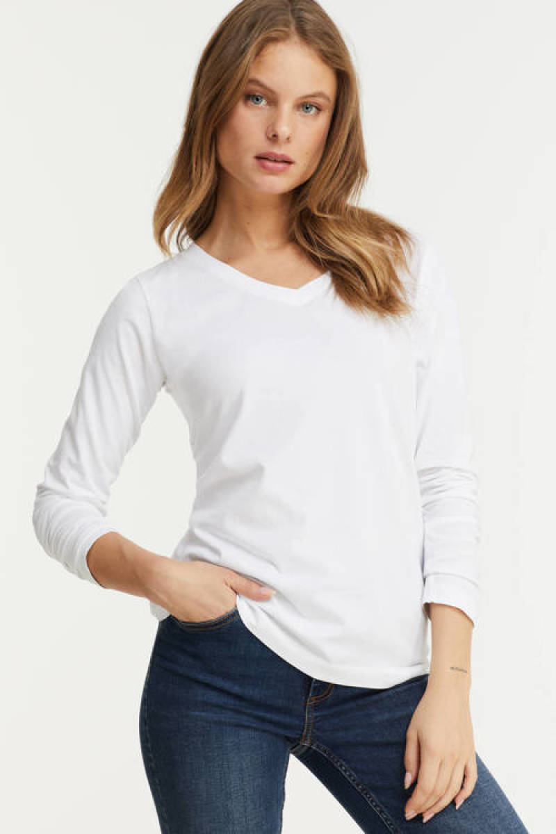 anytime longsleeve top V-hals wit