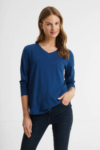 anytime longsleeve top V-hals donkerblauw