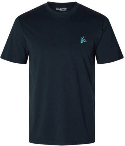 SELECTED HOMME slim fit T-shirt met logo sky captain