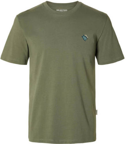 SELECTED HOMME slim fit T-shirt met logo agave green