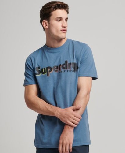 Superdry regular fit T-shirt Terrain met logo wedgewood blue