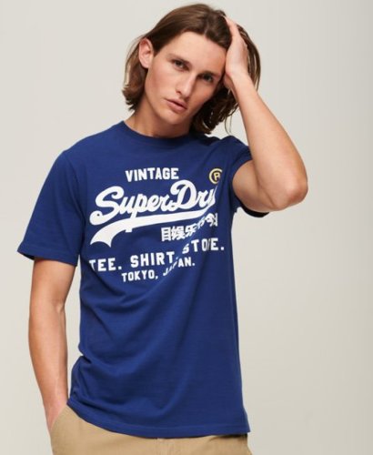 Superdry regular fit T-shirt Store Classic met logo supermarine navy