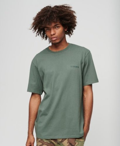 Superdry oversized T-shirt overdyed logo met logo army green