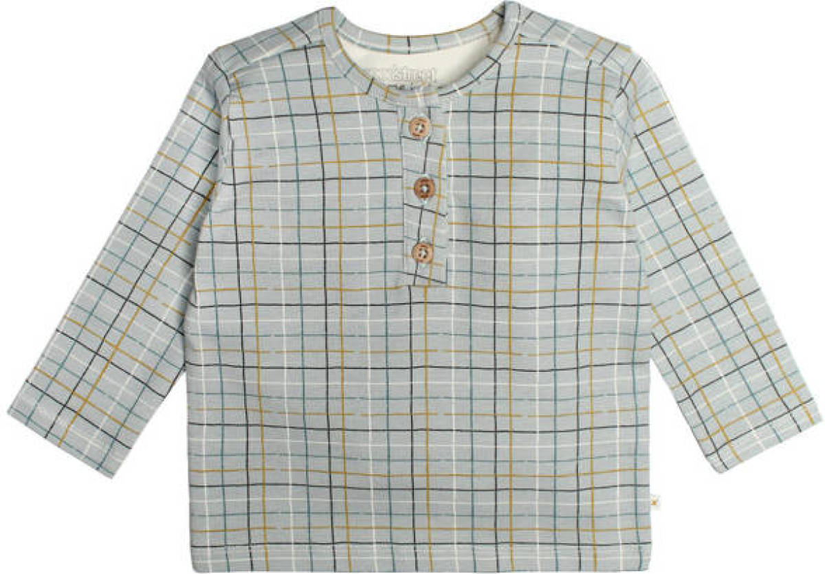 Moodstreet Petit baby geruite longsleeve Jules lichtgrijs