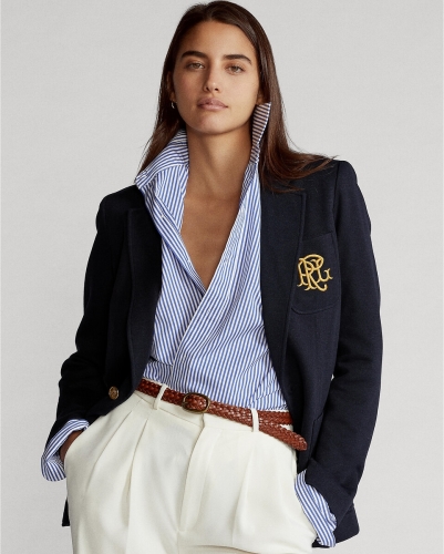 Polo ralph lauren getailleerde blazer met borduursels donkerblauw