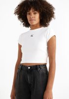 CALVIN KLEIN JEANS cropped t-shirt met logo wit
