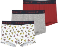 NAME IT KIDS boxershort NKMBOXER - set van 3 rood/grijs melange/wit