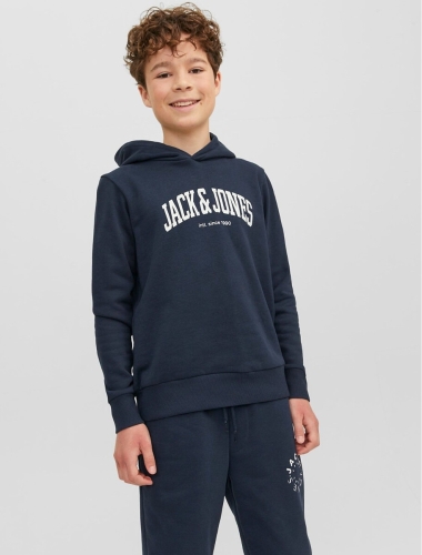 Jack & Jones JUNIOR hoodie JJEJOSH met logo donkerblauw