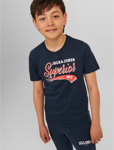 Jack & Jones JUNIOR T-shirt JJELOGO van biologisch katoen donkerblauw