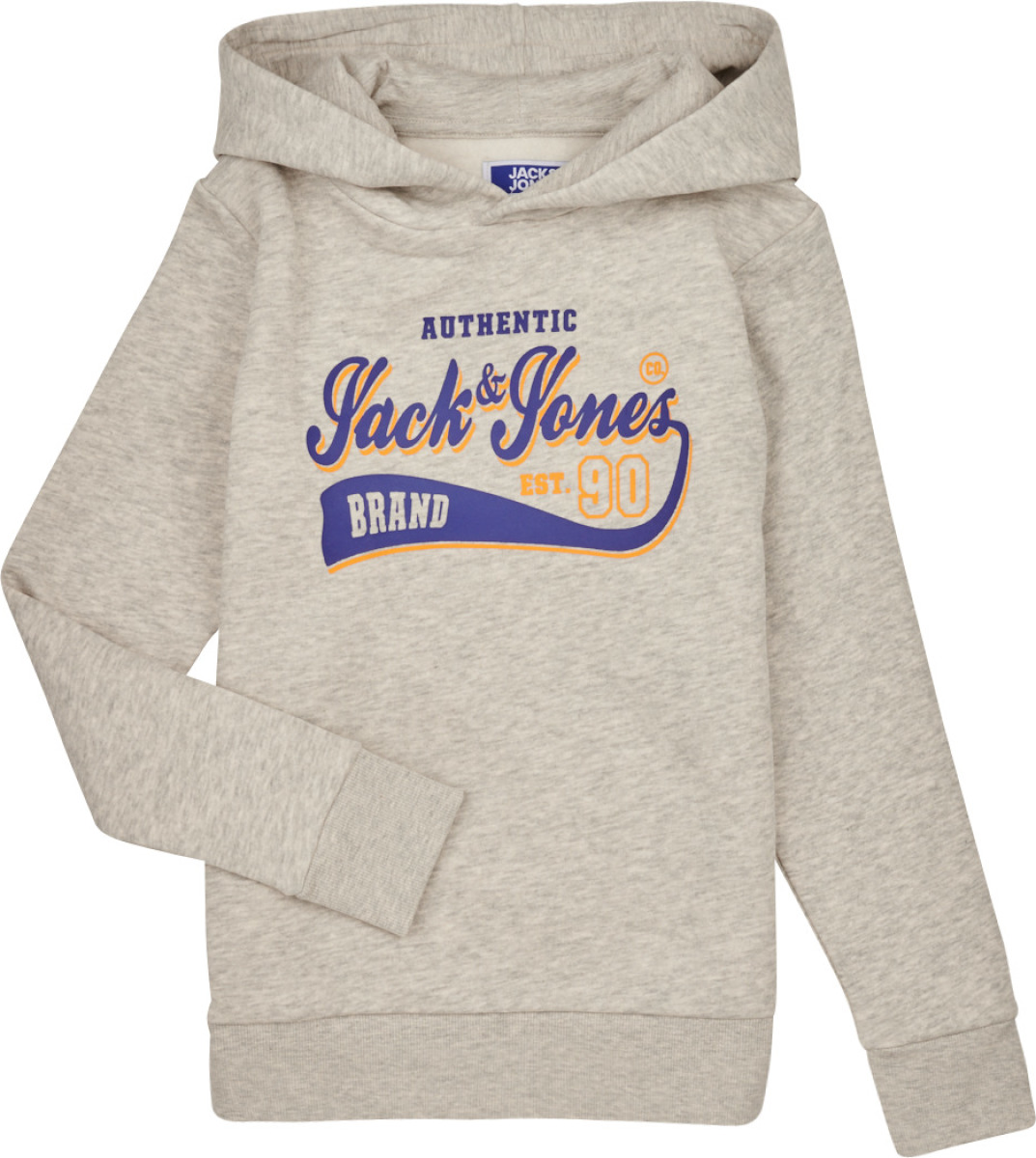 Jack & Jones JUNIOR sweater JJELOGO met logo lichtgrijs melange