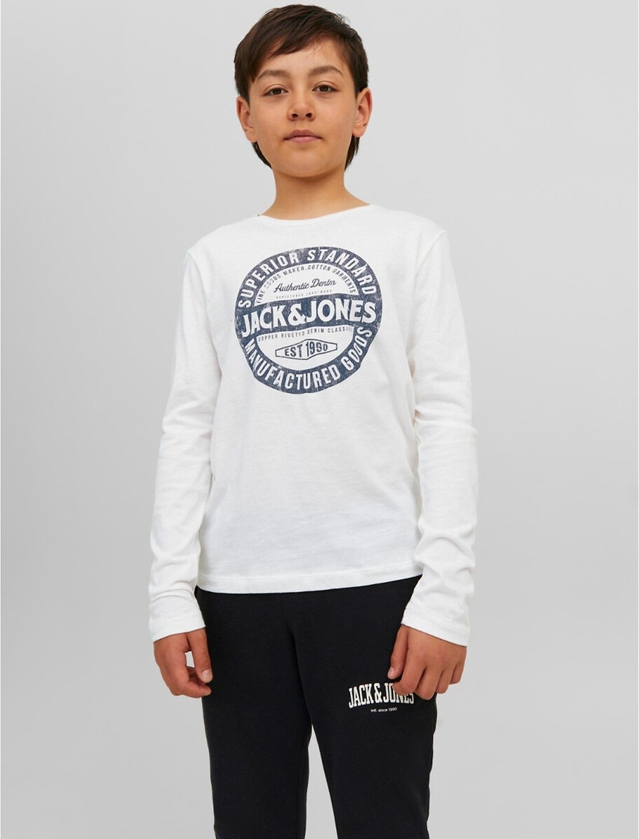 Jack & Jones JUNIOR longsleeve JJEJEANS van biologisch katoen offwhite