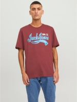 Jack & Jones ESSENTIALS regular fit T-shirt JJELOGO met printopdruk rood