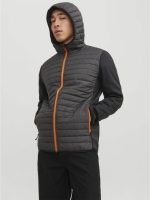 Jack & Jones ESSENTIALS gewatteerde jas JJEMULTI met logo asphalt/black