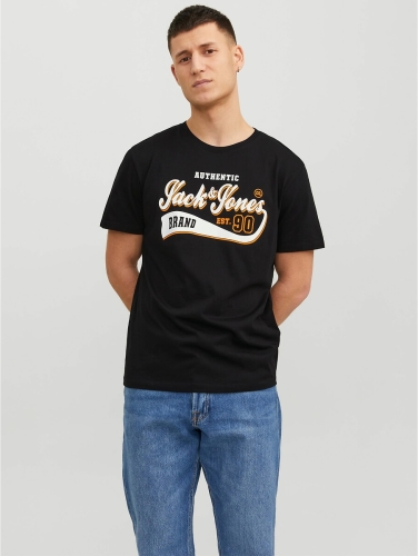 Jack & Jones ESSENTIALS regular fit T-shirt JJELOGO van biologisch katoen zwart