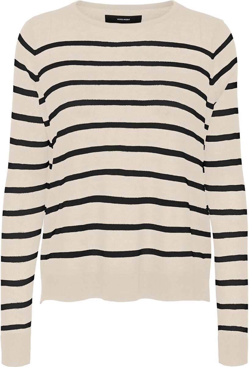 VERO MODA gestreepte gebreide trui VMNOVA crème/zwart