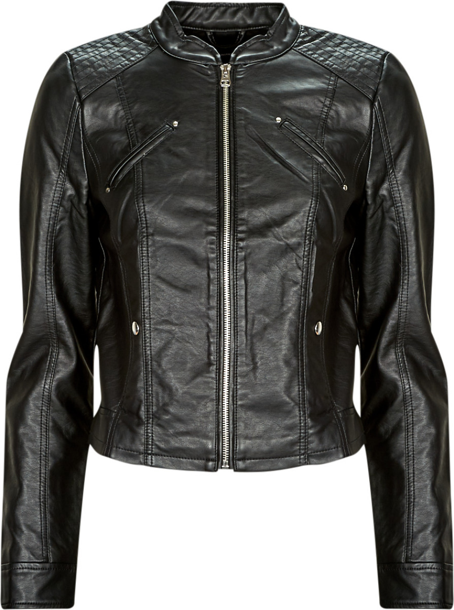VERO MODA imitatieleren bikerjack VMFAVODONA zwart