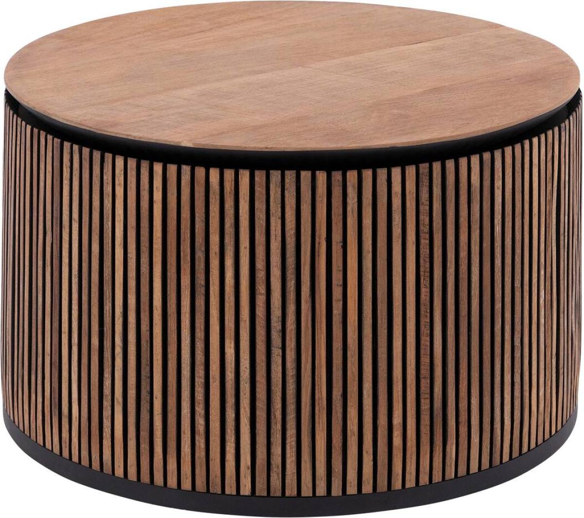 Goossens Salontafel Adel rond, hout teak bruin, stijlvol landelijk, 60 x 35 x 60 cm