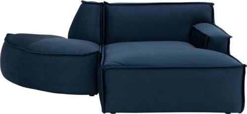 Goossens Bank Jim blauw, stof, urban industrieel met chaise longue rechts