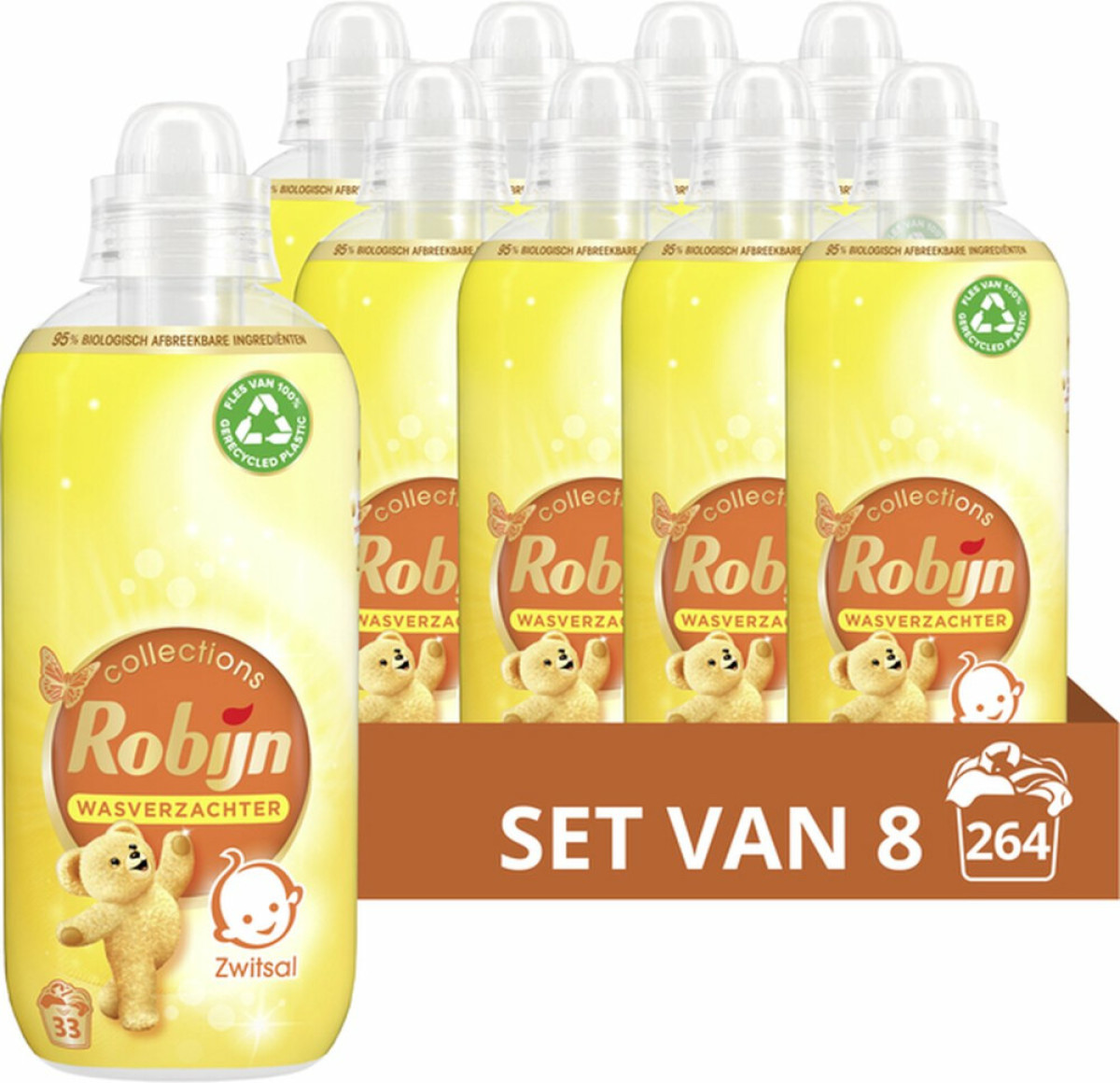 Robijn Collections Zwitsal wasverzachter 8 x 33 wasbeurten - voordeelverpakking - 264 wasbeurten