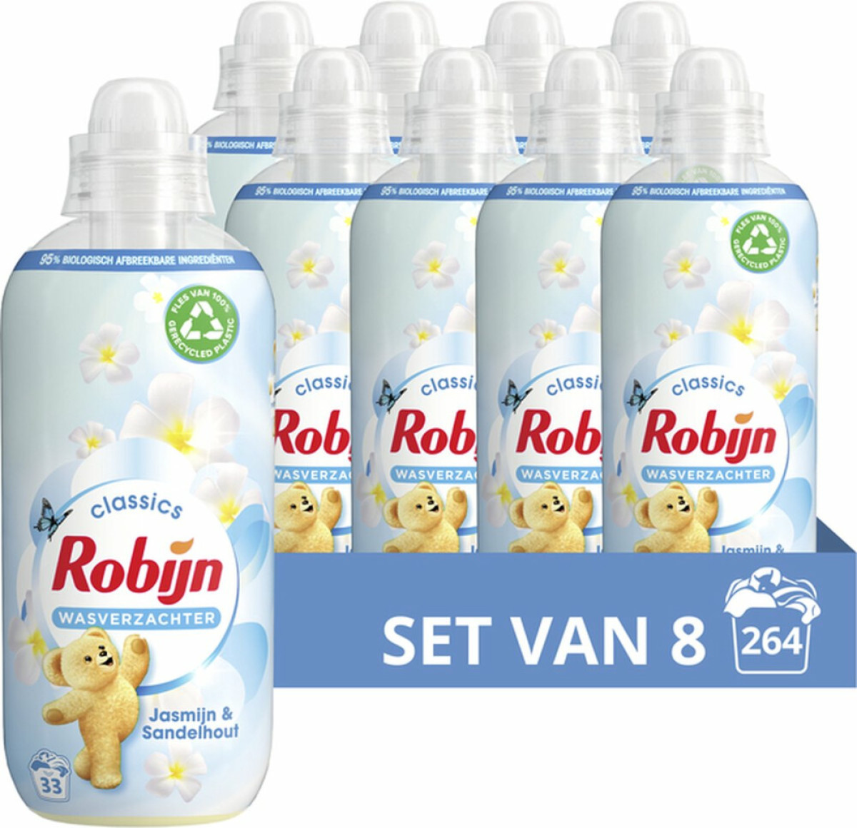 Robijn Classics Jasmijn & Sandelhout wasverzachter - 8 x 33 wasbeurten - voordeelverpakking - 264 wasbeurten