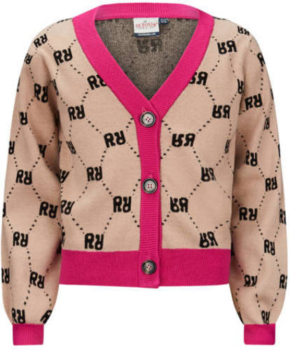 Retour Denim vest Fayenne met all over print zand/fuchsia/zwart