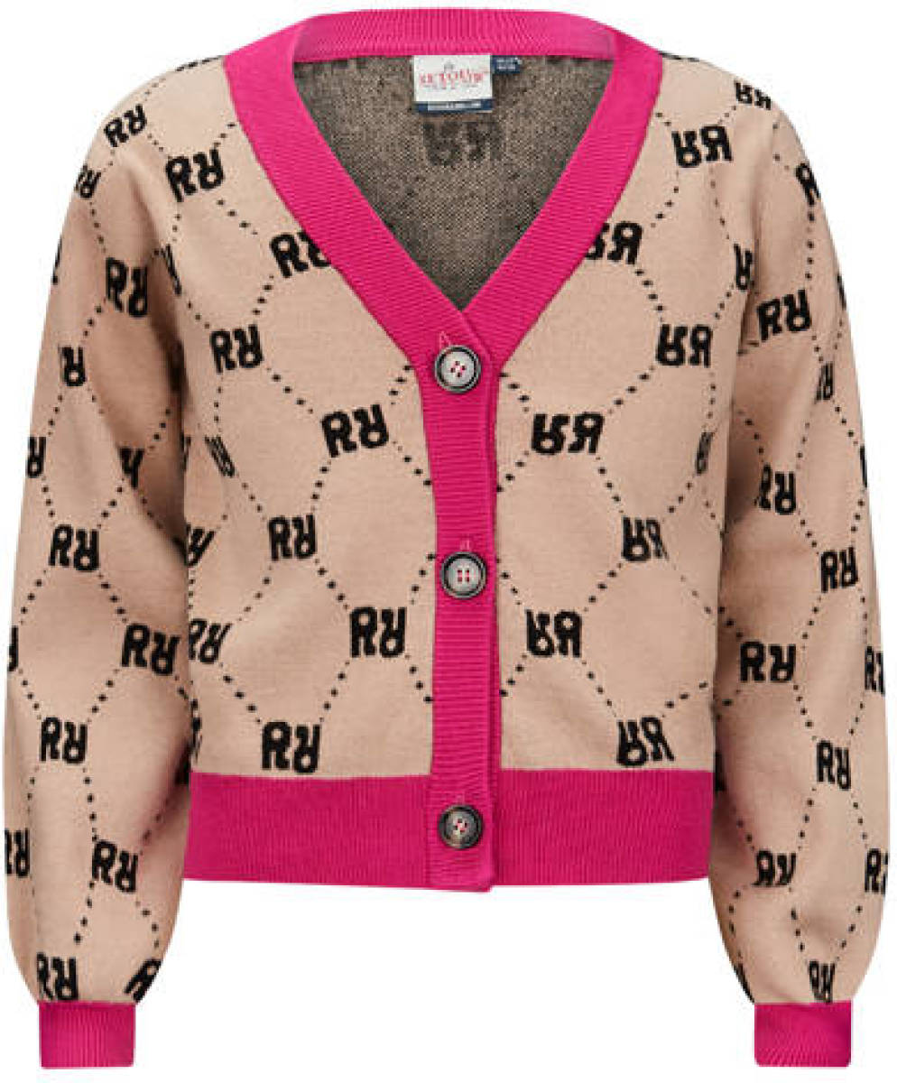 Retour Denim vest Fayenne met all over print zand/fuchsia/zwart