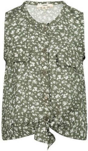 Esprit blouse met all over print groen/wit