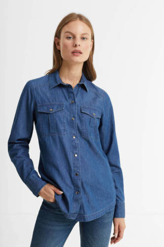 anytime denim blouse met zakken blauw