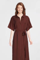 Another-Label blousejurk Sango dress s/s met ceintuur donkerbruin