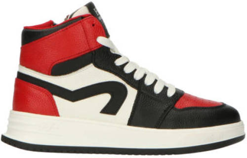 HIP leren sneakers rood/wit/zwart