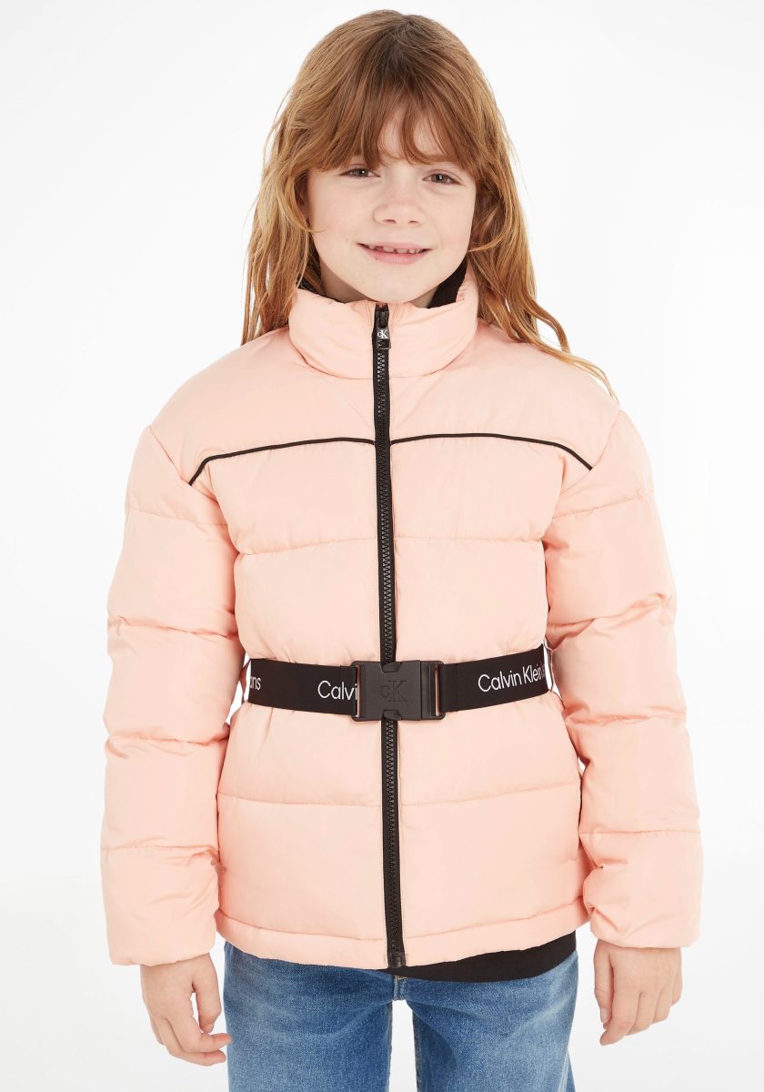 Calvin klein gewatteerde winterjas van gerecycled polyester lichtroze