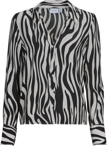 VILA blouse VIFINI met zebraprint zwart/wit