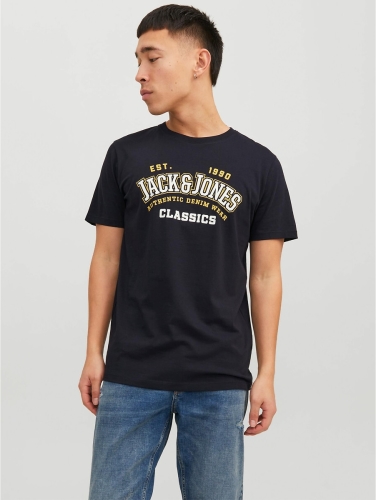 Jack & Jones ESSENTIALS regular fit T-shirt JJELOGO van biologisch katoen donkerblauw